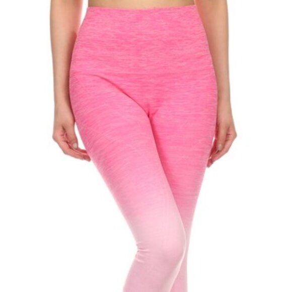 NWT Yoga Dry-Fit Ombre Compression Leggings Seamless High Waist Tummy support - Picture 2 of 8